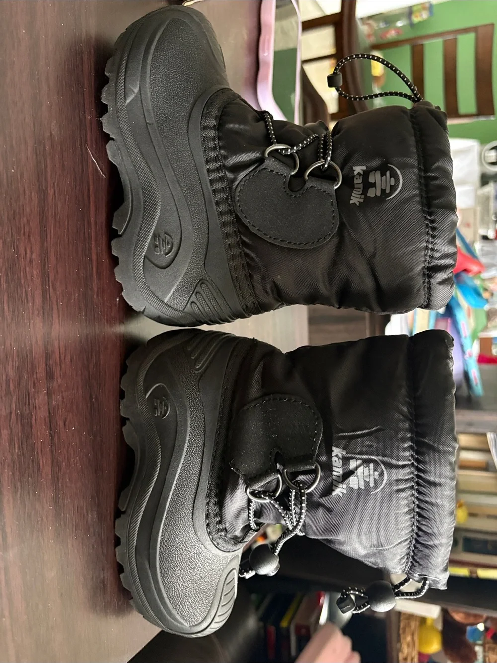 Kamik Kids Black Snow Boots with Bungee Toggle